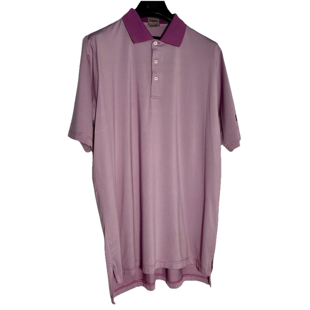 Fennec Highly Evolved Men's L Purple Striped Performance Golf Polo Shirt